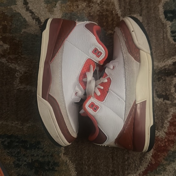 Burnt Orange and White Jordan 3 Air Nike Size 2Y - Picture 2 of 4